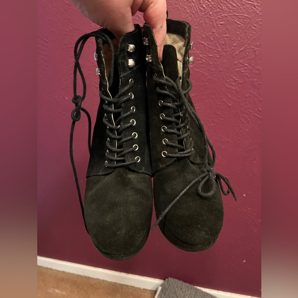 Michale Kors black lace up wedge boots-  11m